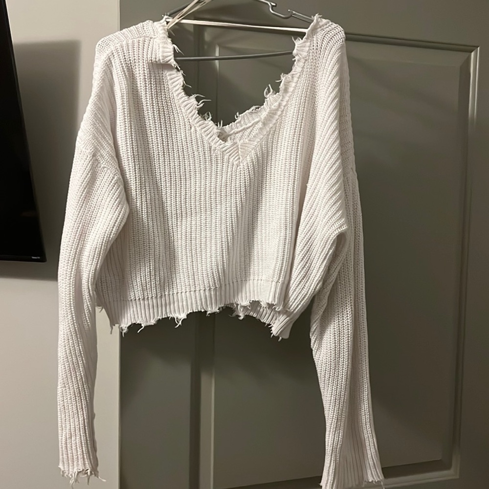 Fringe White Sweater